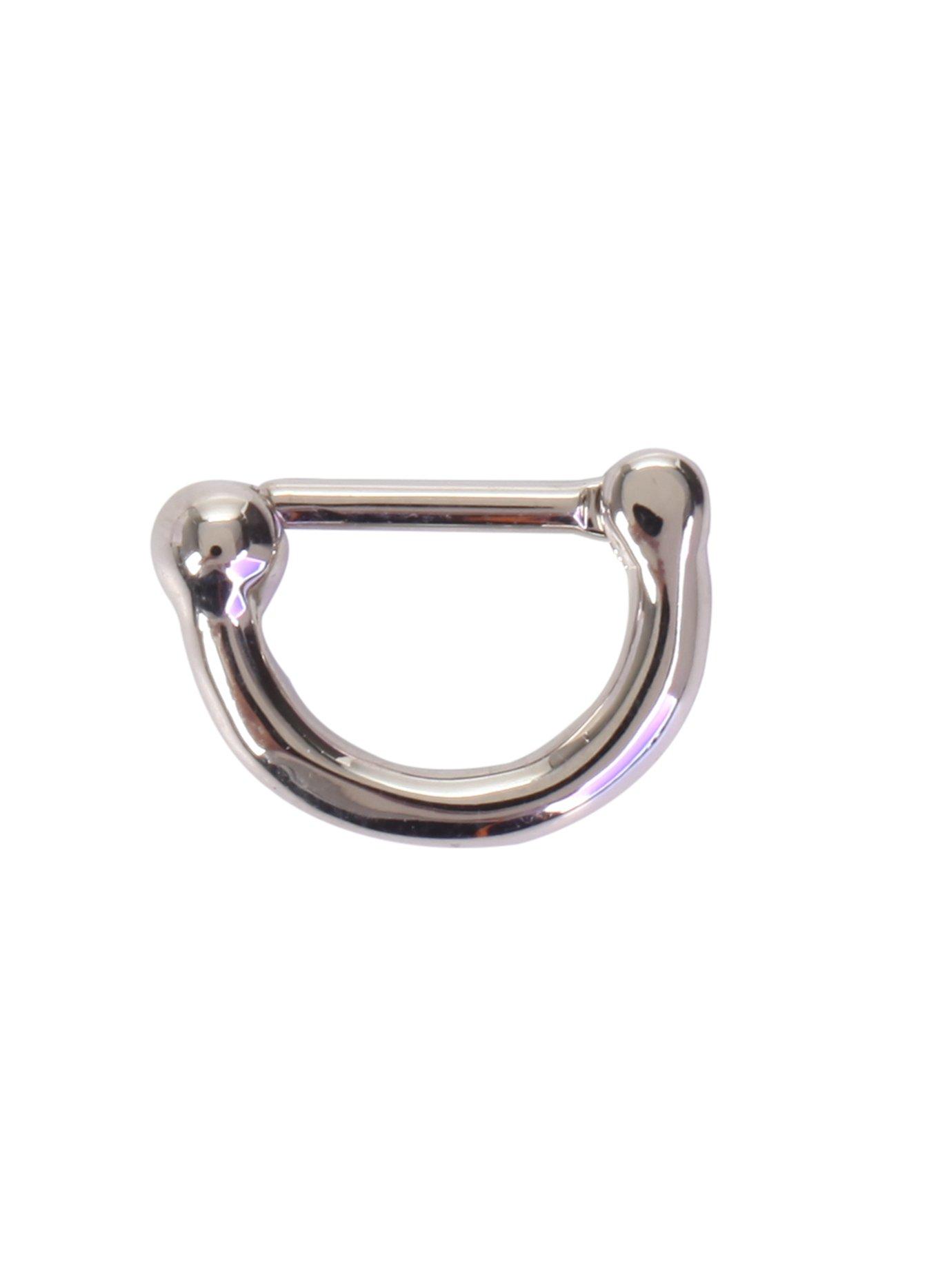 Steel Silver Basic Thin Septum Clicker, BLACK, hi-res