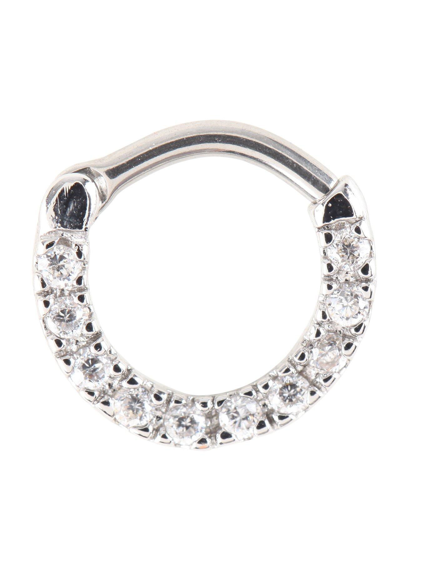 Steel Clear CZ Septum Ring, BLACK, hi-res