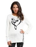 Ivory Music Clef Heart Girls Sweater, IVORY, hi-res