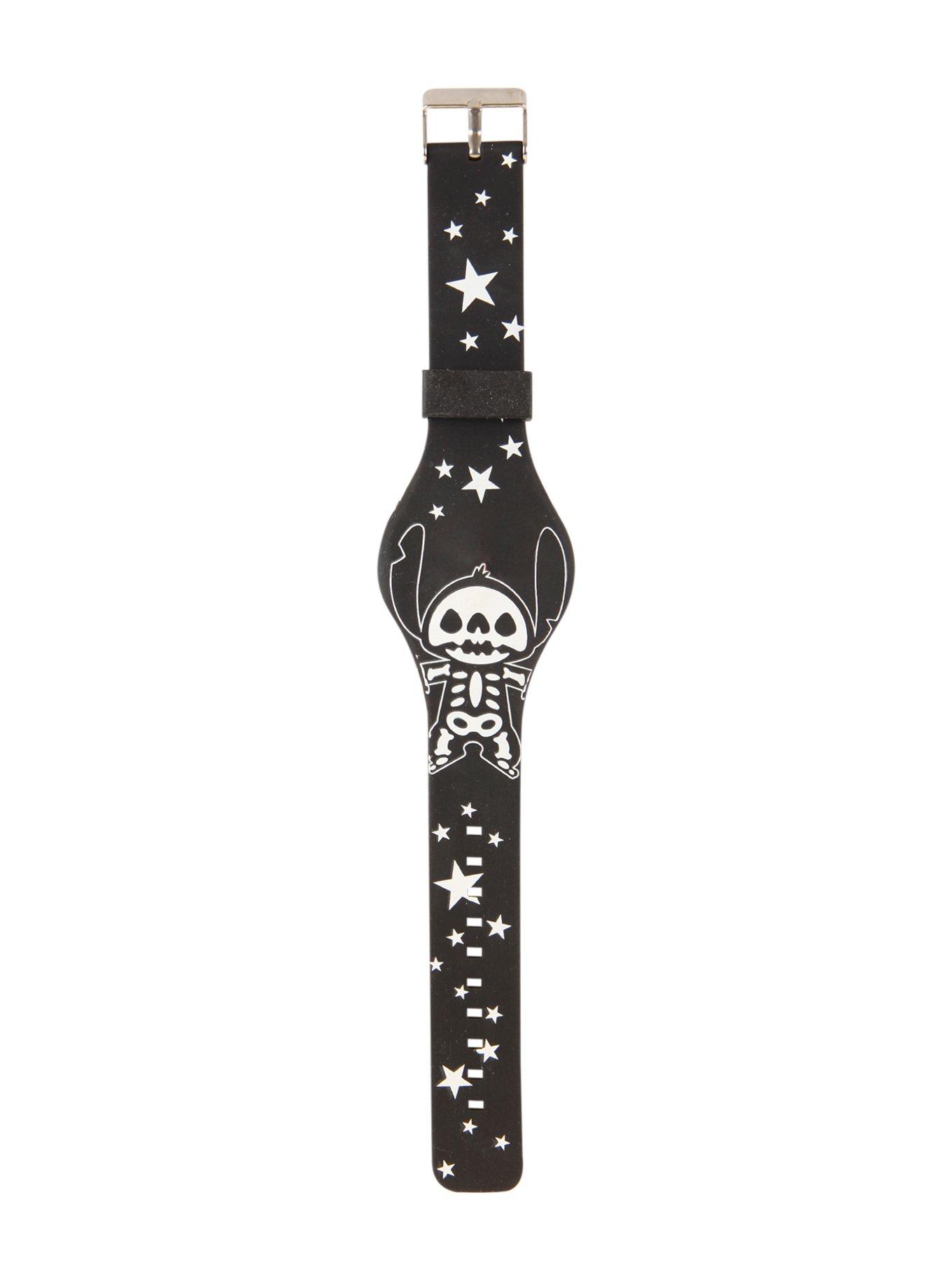 Disney Lilo & Stitch Skeleton & Stars Glow-In-The-Dark Rubber LED Watch, , hi-res