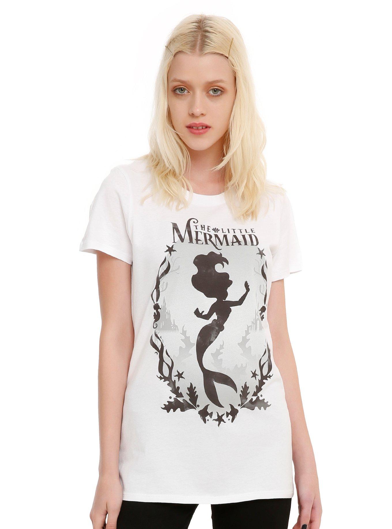 Disney The Little Mermaid Ariel Silhouette Girls T-Shirt, WHITE, hi-res