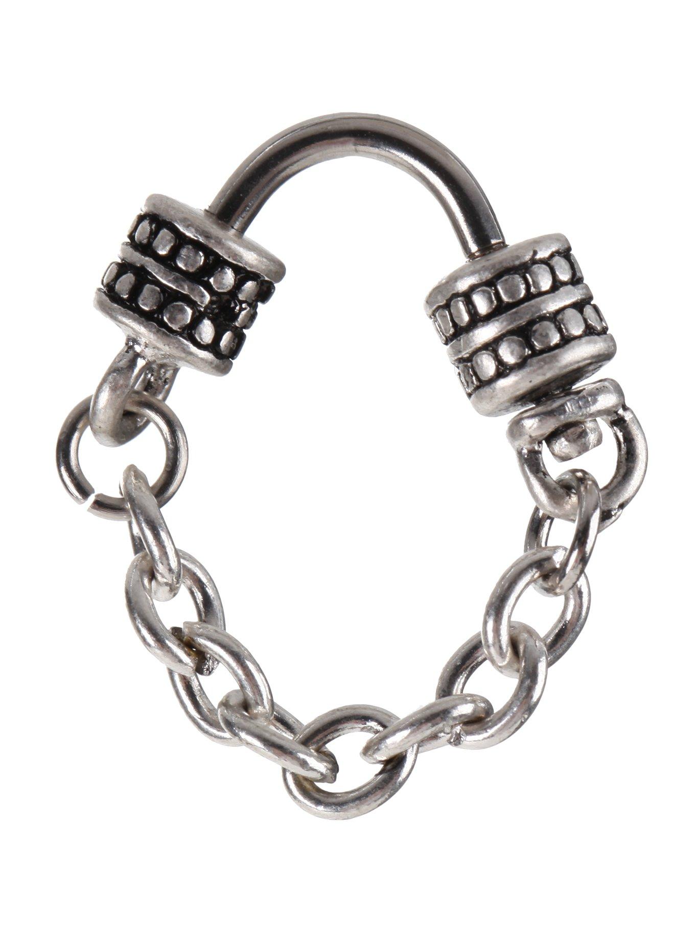 Steel Clear Chain Septum Ring, , hi-res