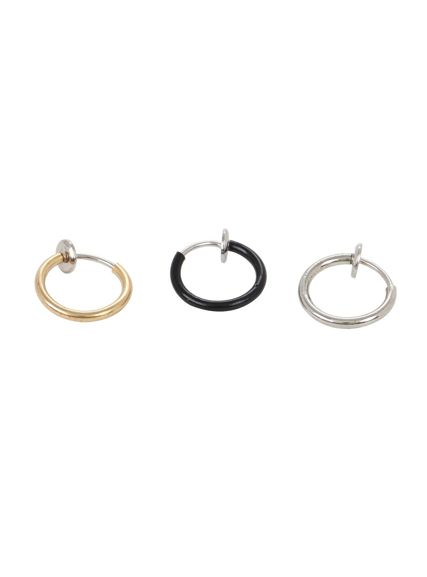 LOVEsick Silver Black Gold Faux Hoop 3 Pack, , hi-res