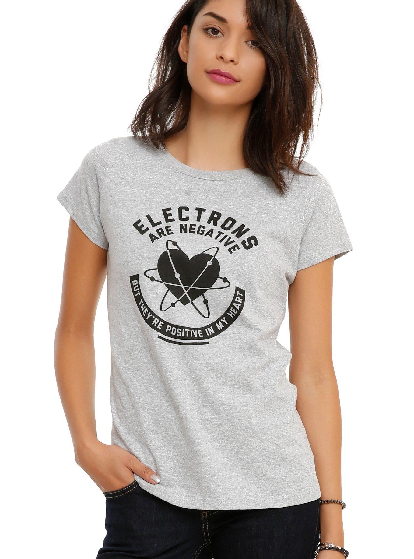 Electrons Are Negative Girls T-Shirt, BLACK, hi-res