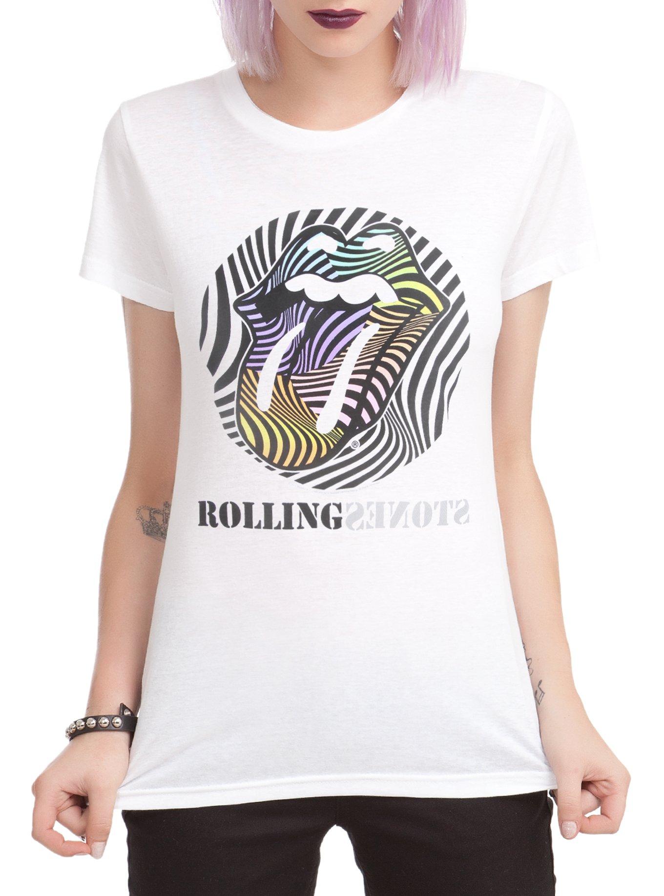 The Rolling Stones Psychedelic Tongue Logo Girls T-Shirt, , hi-res