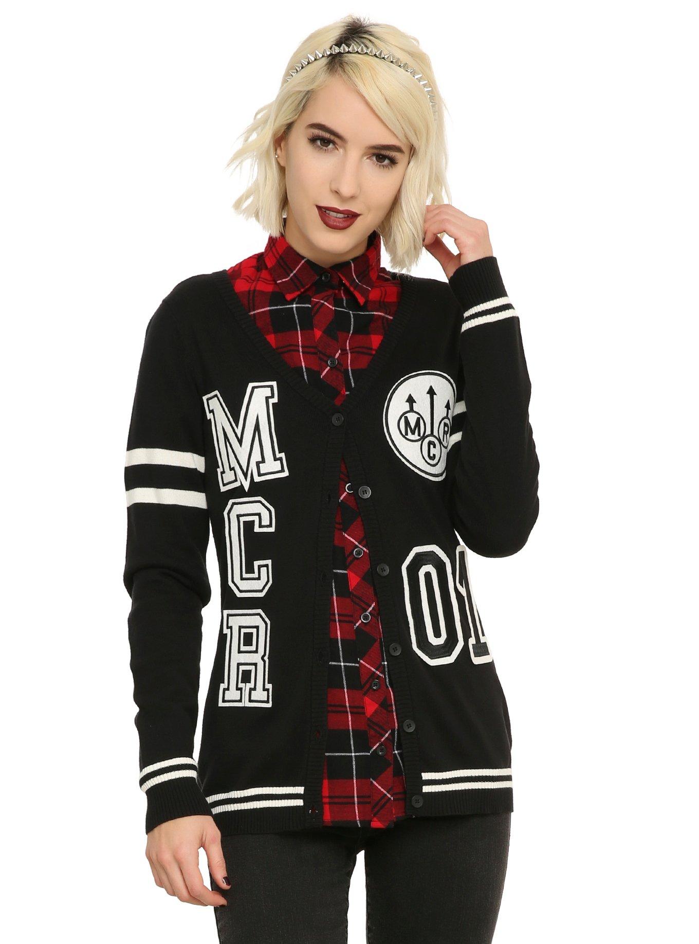 My Chemical Romance Girls Varsity Cardigan, BLACK, hi-res