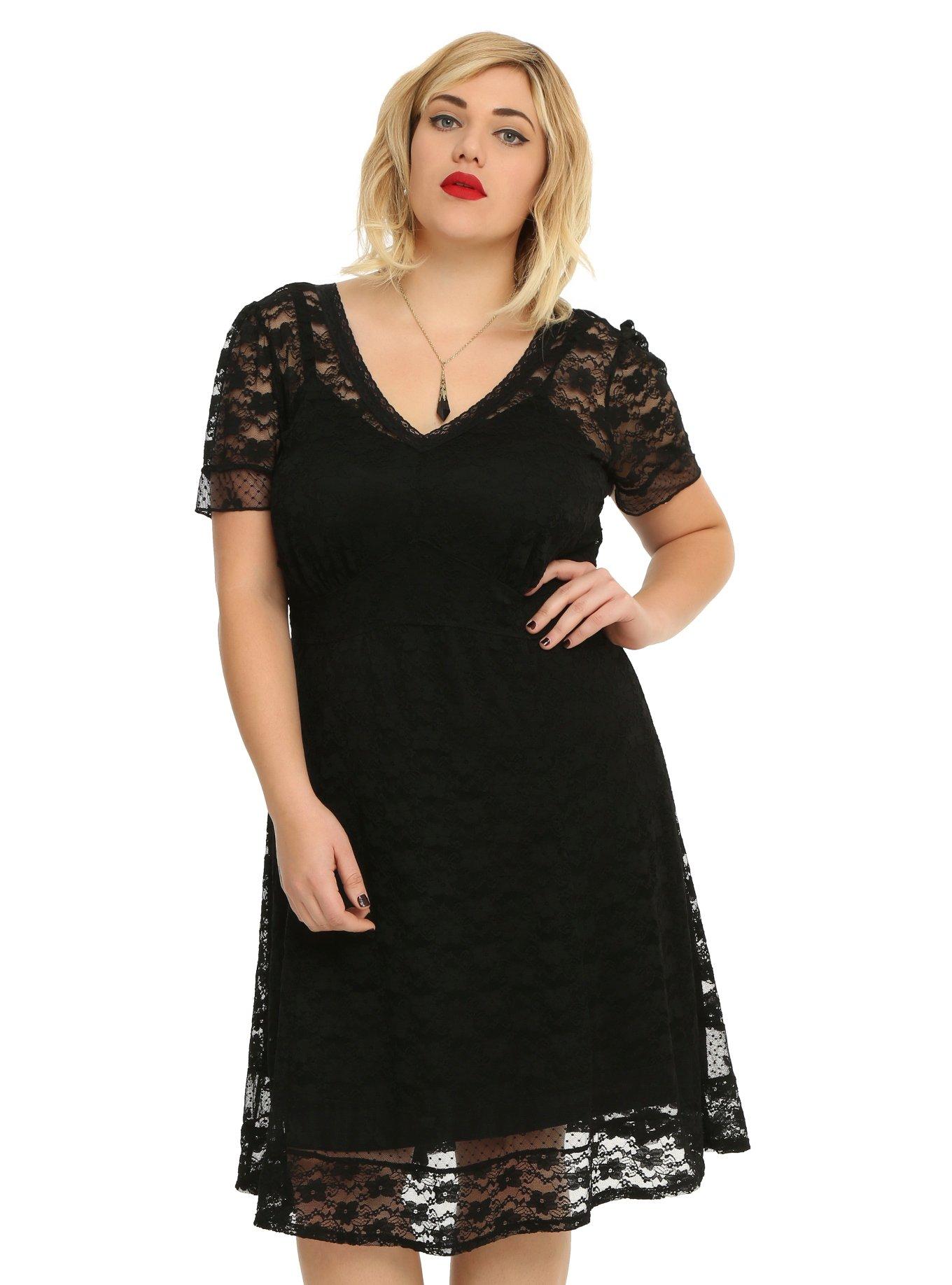 Royal Bones By Tripp Black Lace Dress Plus Size, BLACK, hi-res