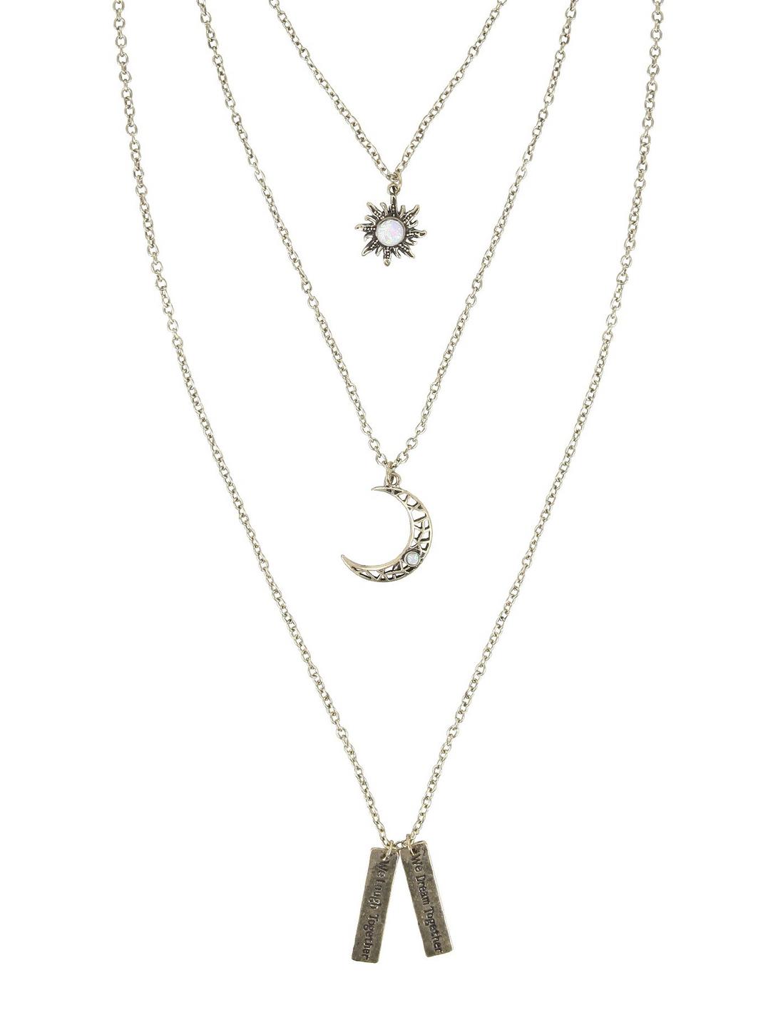 Opal Sun Moon & Bar Gold Layered Necklace, , hi-res