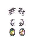 LOVEsick Moon Crystal Unicorn Earrings 3 Pair, , hi-res