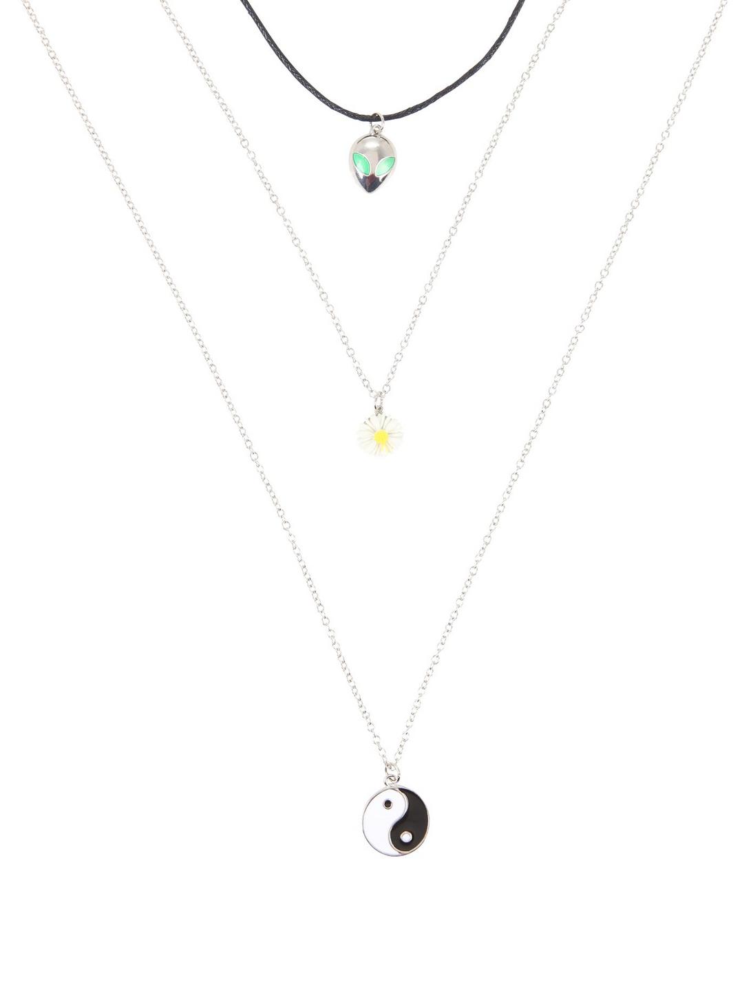 Yin-Yang Daisy & Alien Layered Necklace, , hi-res
