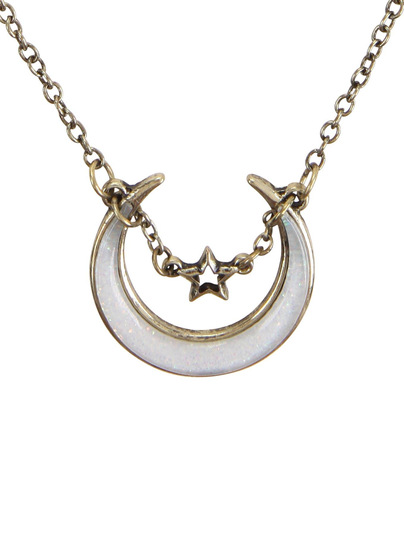 Opal Crescent Moon & Star Necklace | Hot Topic