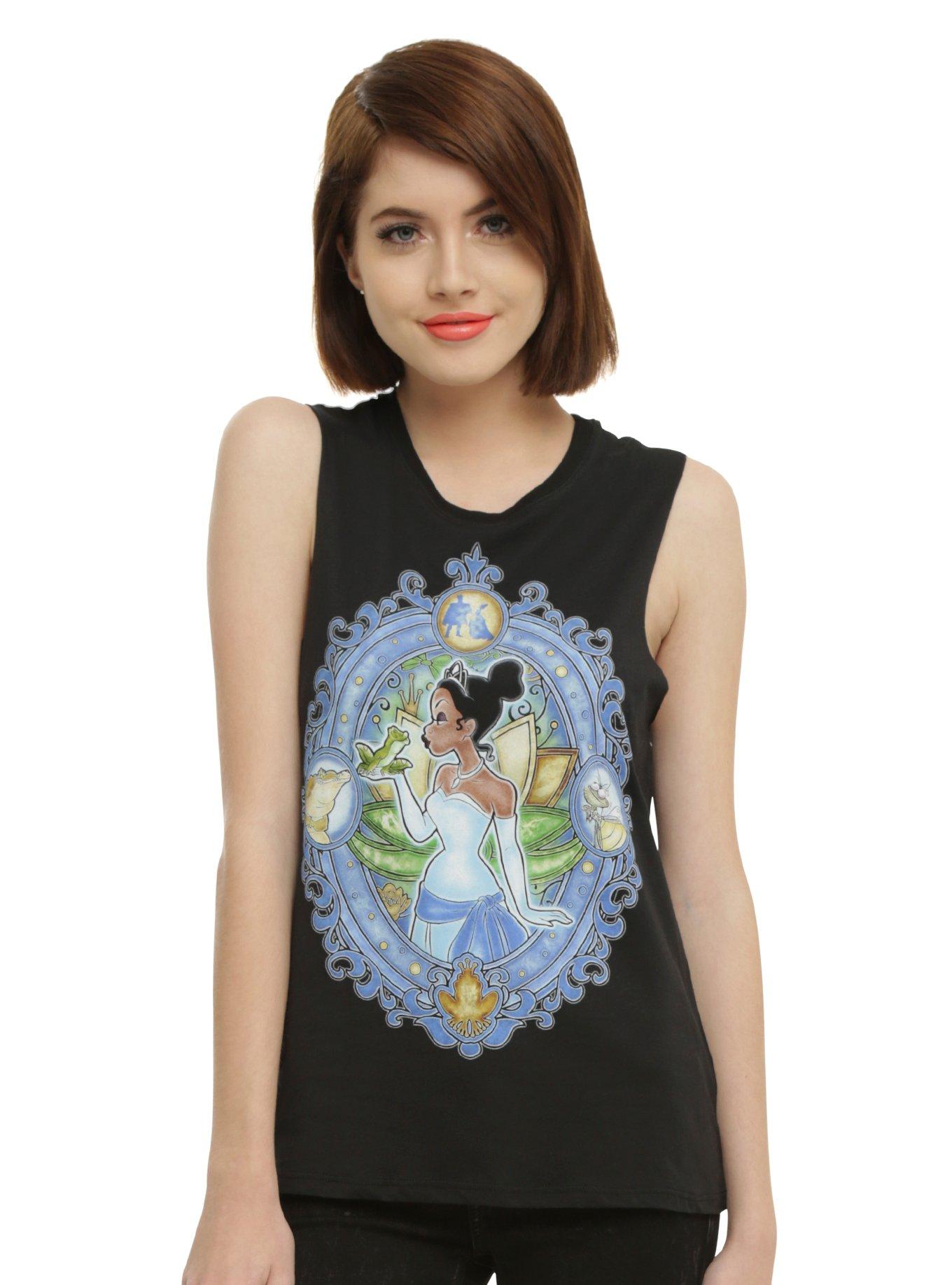Disney The Princess And The Frog Tiana Stained Glass Girls Muscle Top, BLACK, hi-res