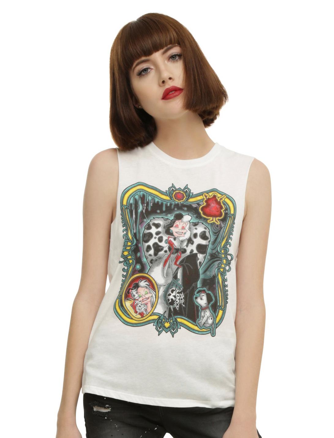 Disney 101 Dalmatians Cruella Stained Glass Girls Muscle Top, WHITE, hi-res