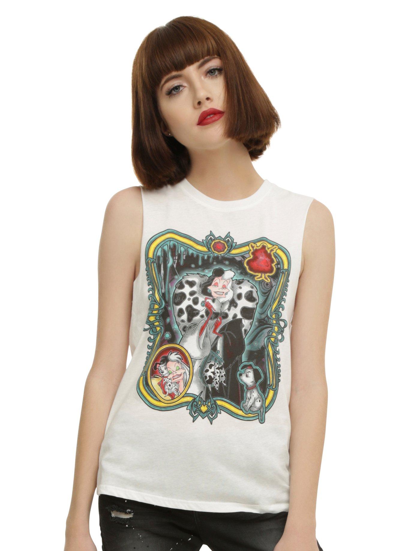 Disney 101 Dalmatians Cruella Stained Glass Girls Muscle Top, WHITE, hi-res