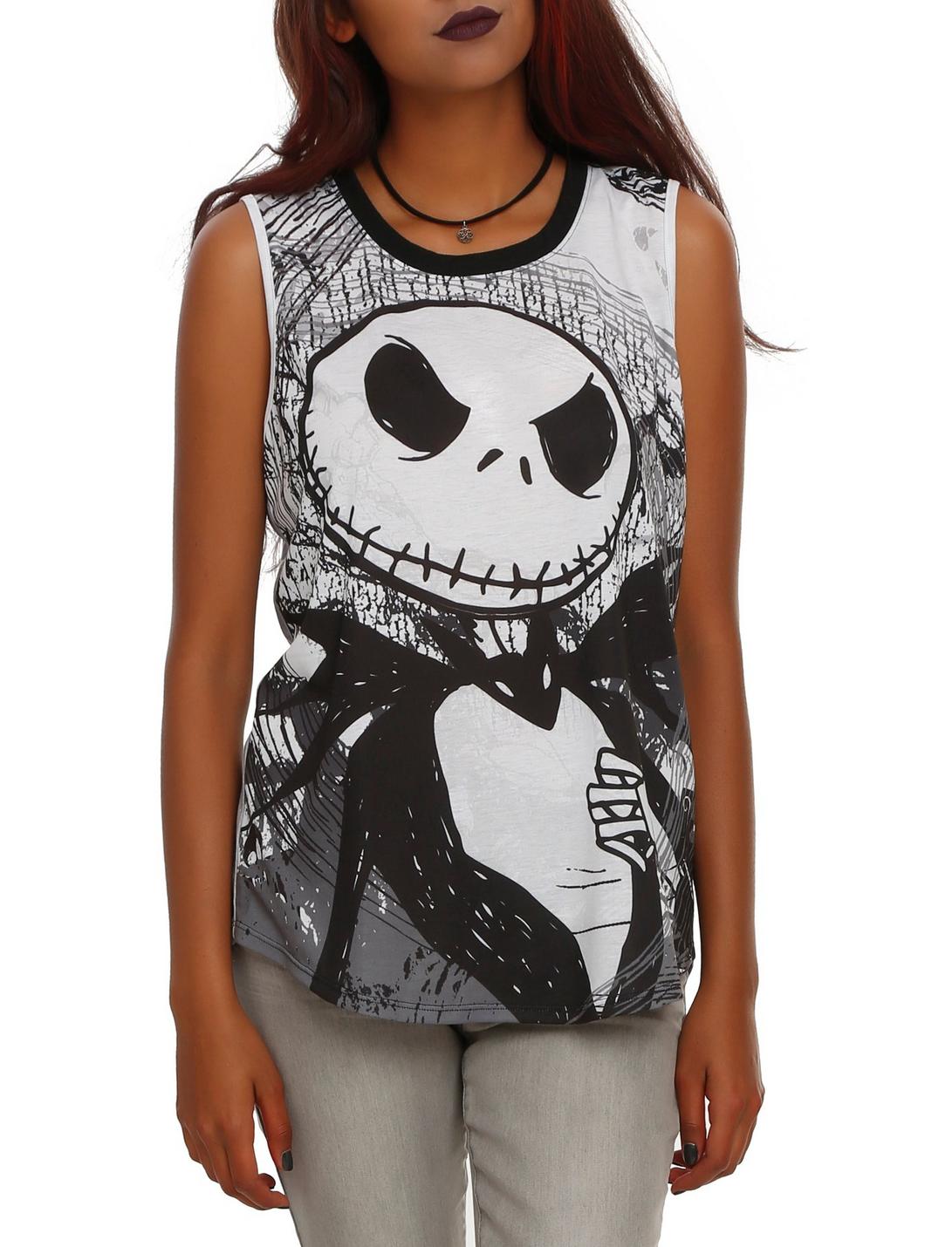 The Nightmare Before Christmas Jack & Sally Girls Muscle Top, MULTI, hi-res