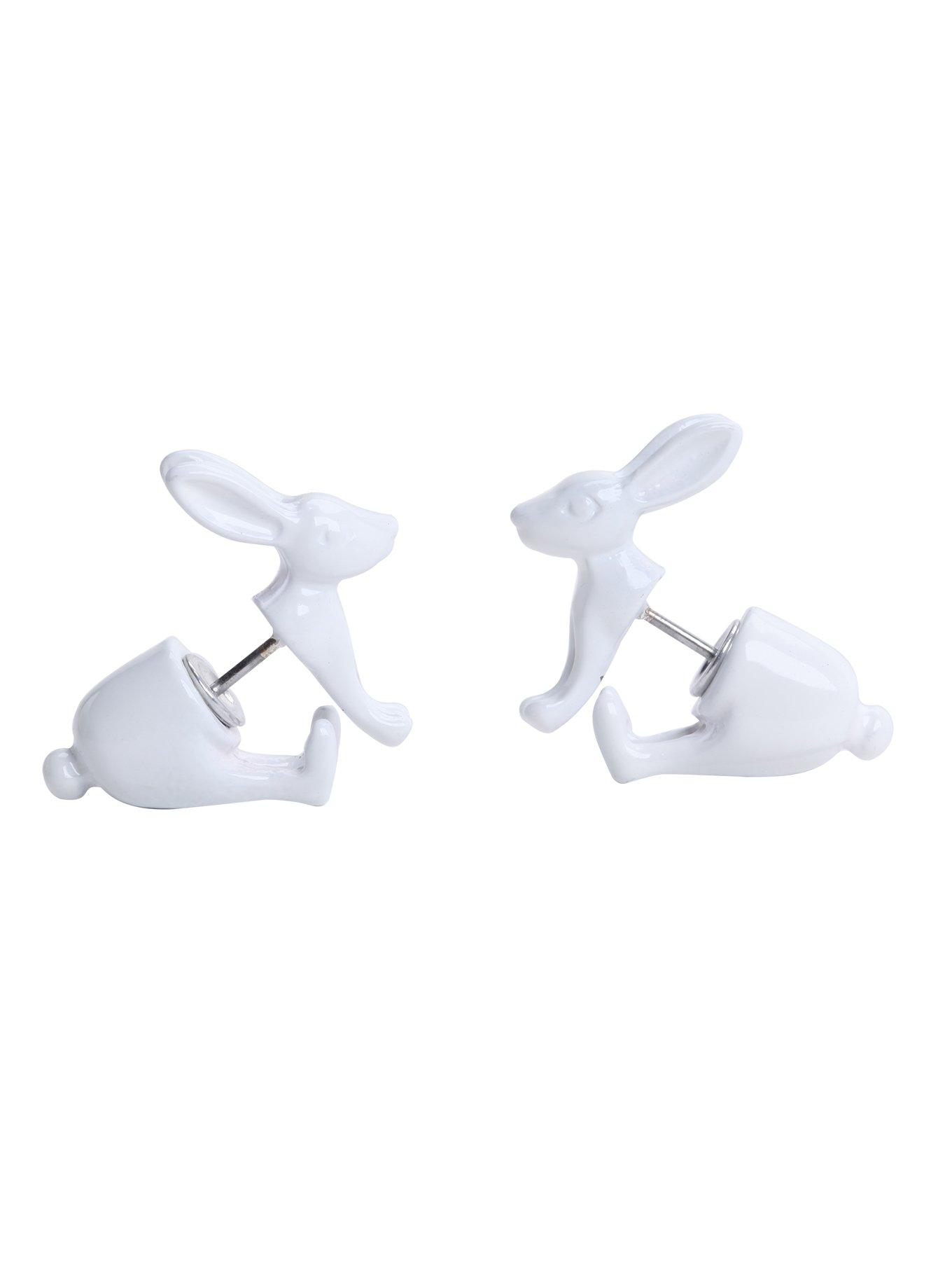 White Rabbit Tunnel Earrings | Hot Topic