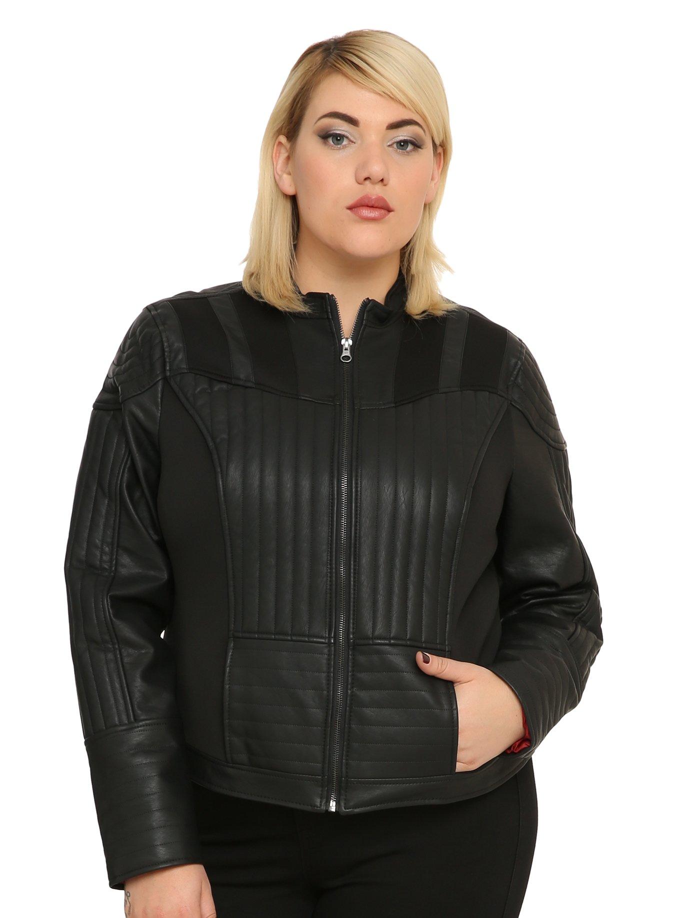 Star Wars Darth Vader Girls Faux Leather Jacket Plus Size, BLACK, hi-res