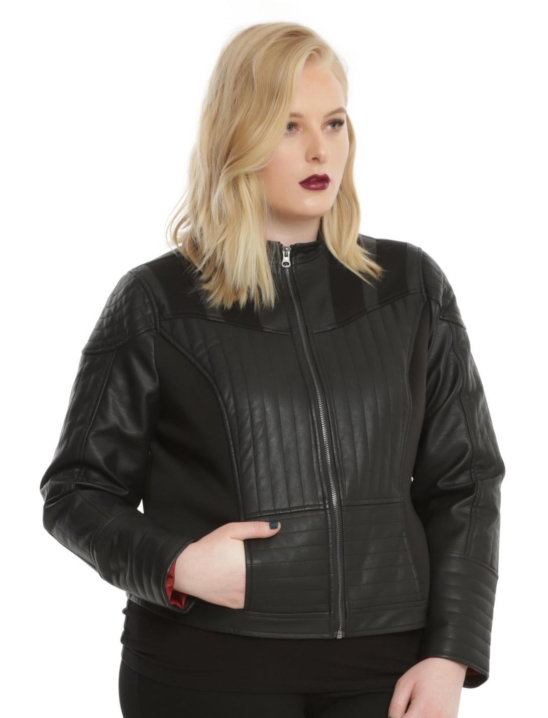 Her Universe Star Wars Darth Vader Girls Faux Leather Jacket Plus Size, BLACK, hi-res