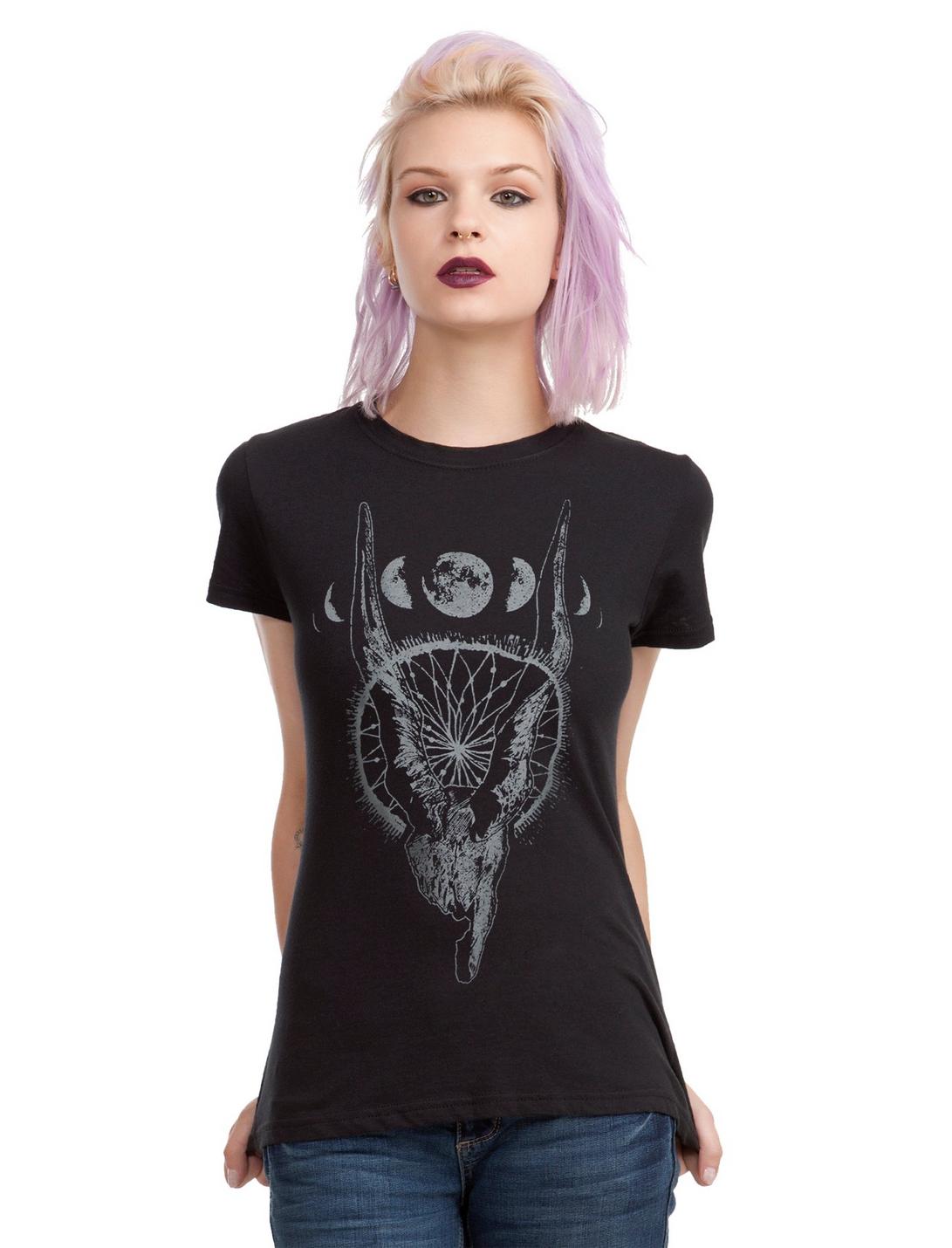Skull Moon Phases Girls T-Shirt, , hi-res