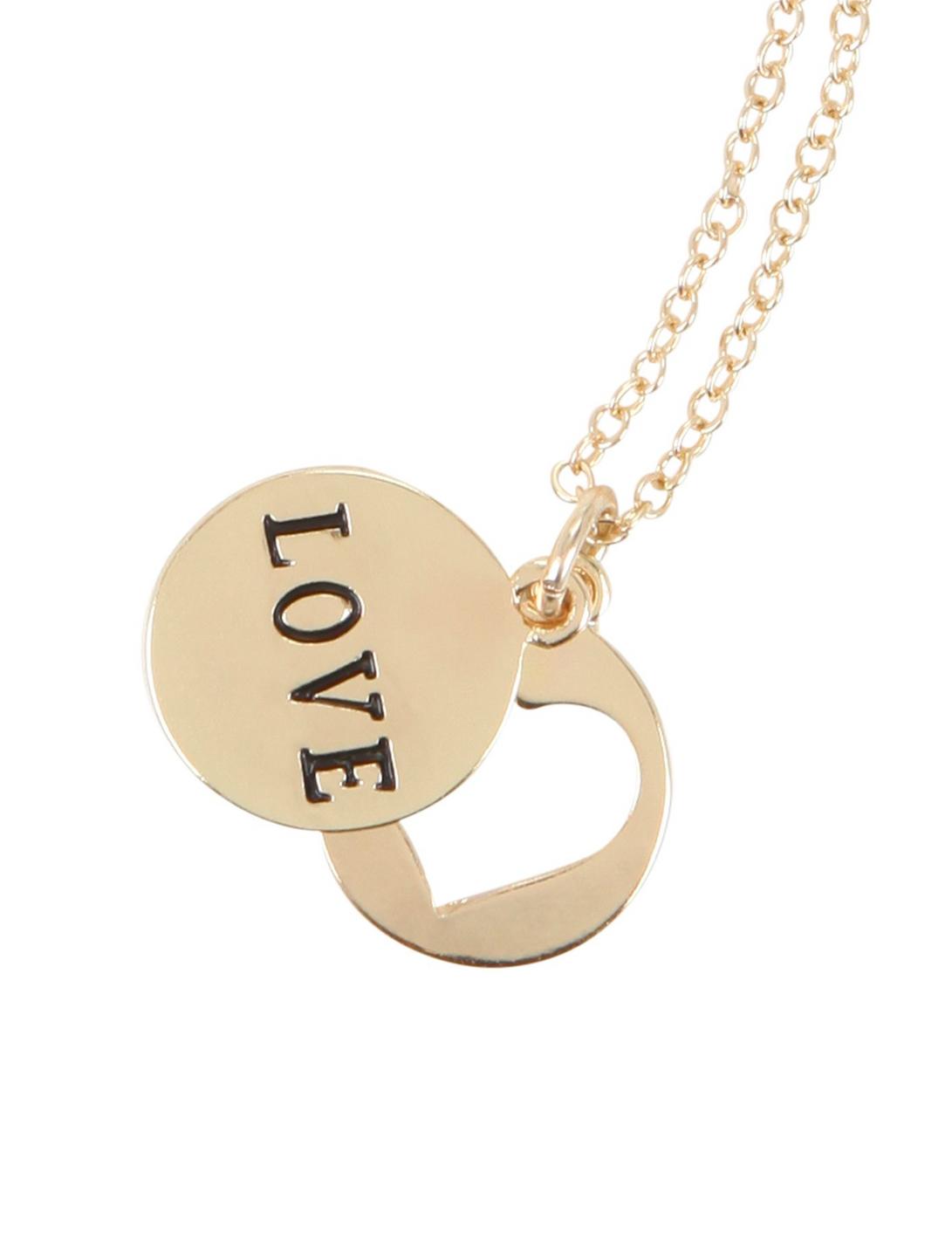 Heart & Love Disc Necklace, , hi-res