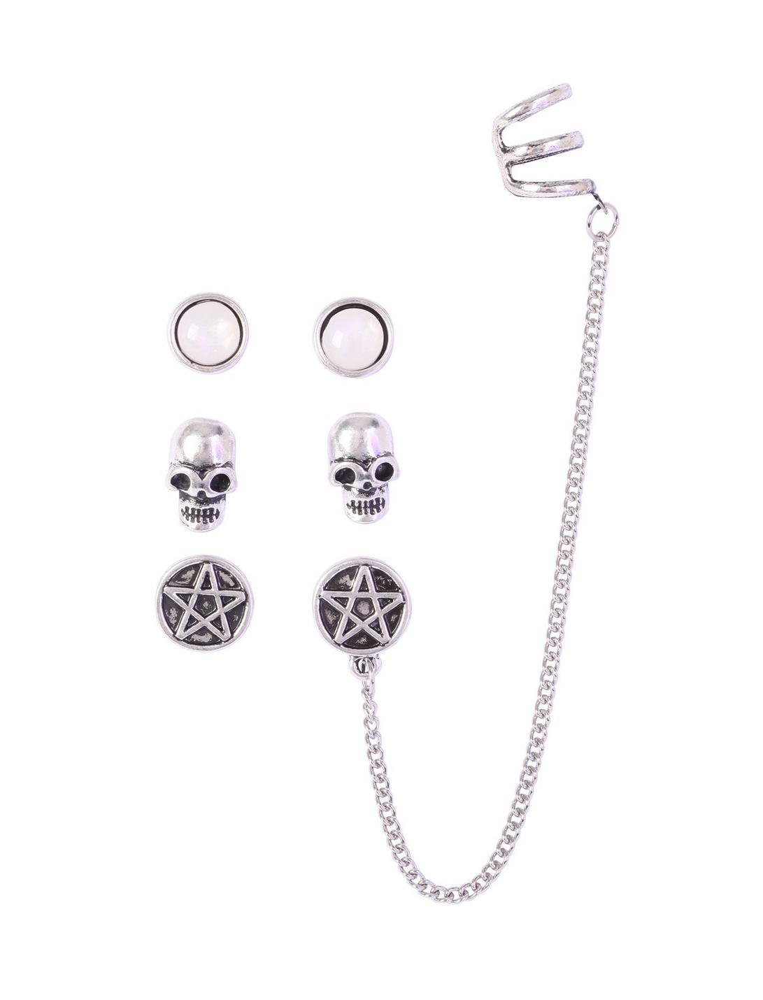 Skull & Pentagram Cuff Earring 3 Pack, , hi-res