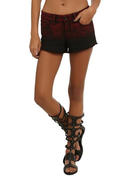 LOVEsick Red Acid Ombre Shorts | Hot Topic
