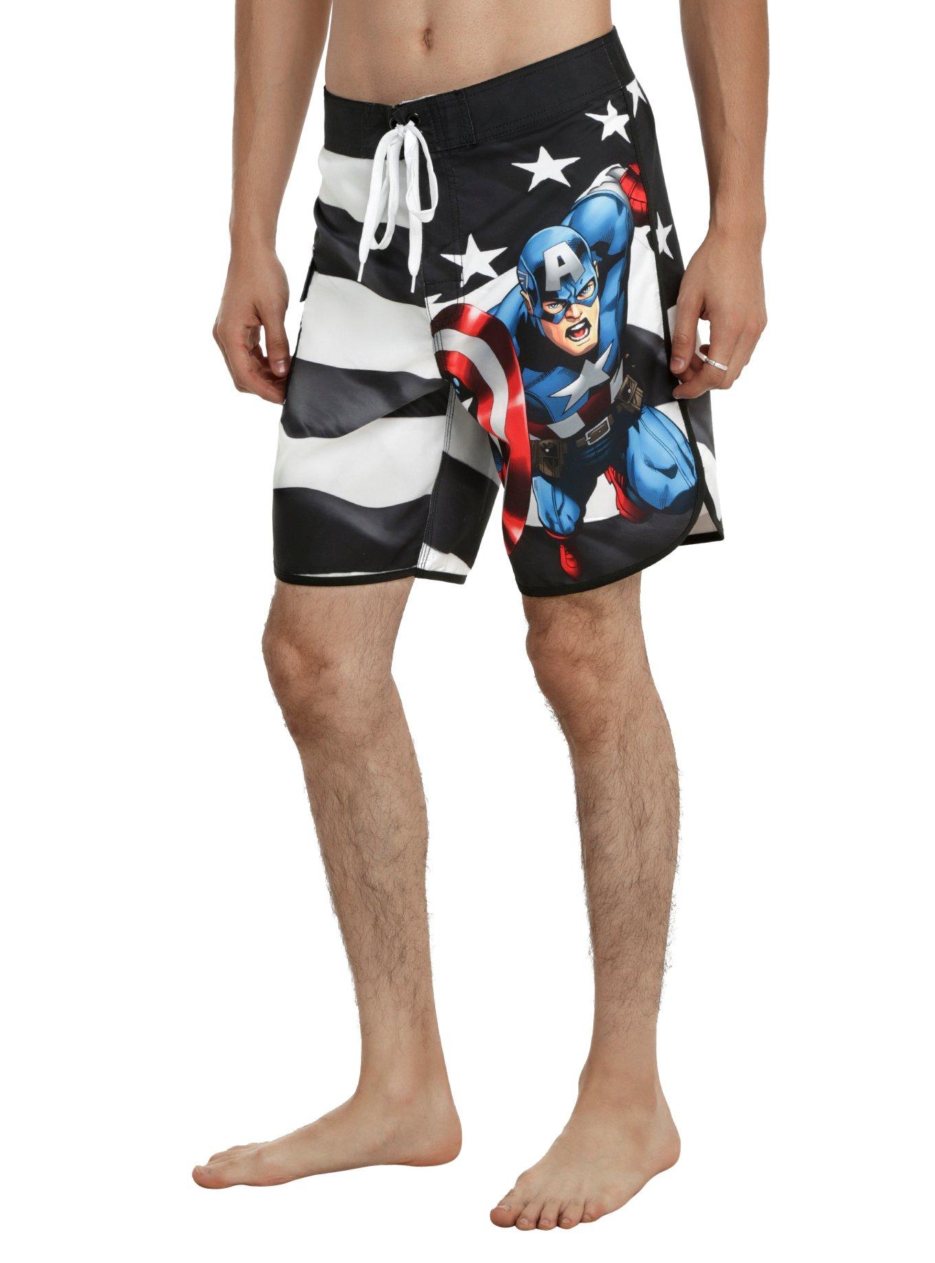 Marvel Captain America Swim Trunks, BLACK, hi-res