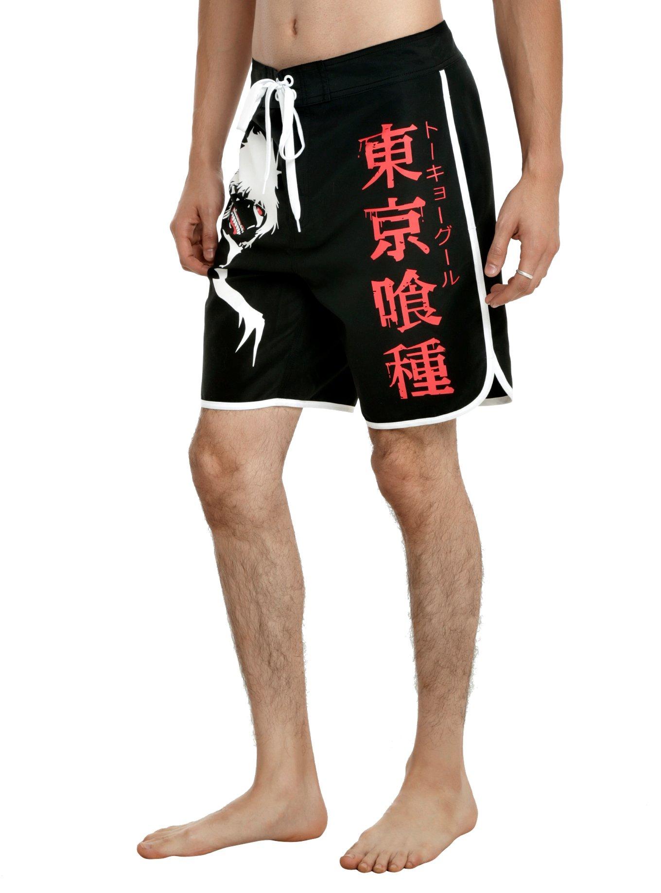 Tokyo Ghoul Kaneki Swim Trunks, BLACK-WHITE, hi-res