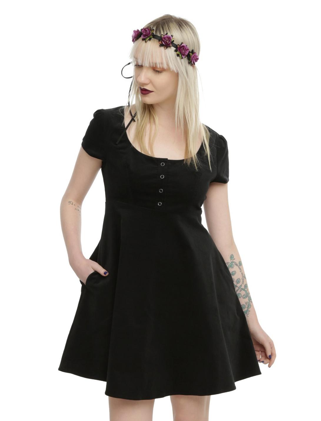 Black Corduroy Dress, BLACK, hi-res