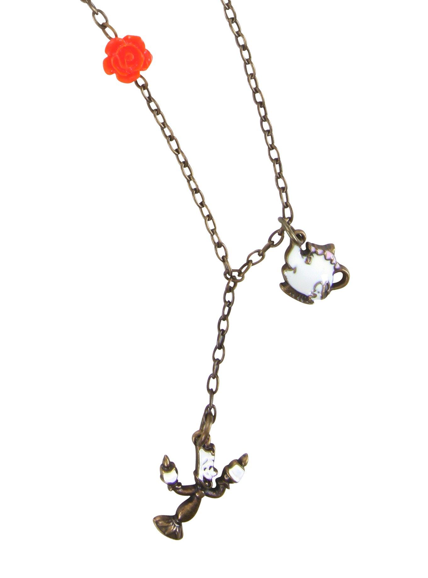 Disney Beauty And The Beast Character Cluster Necklace, , hi-res
