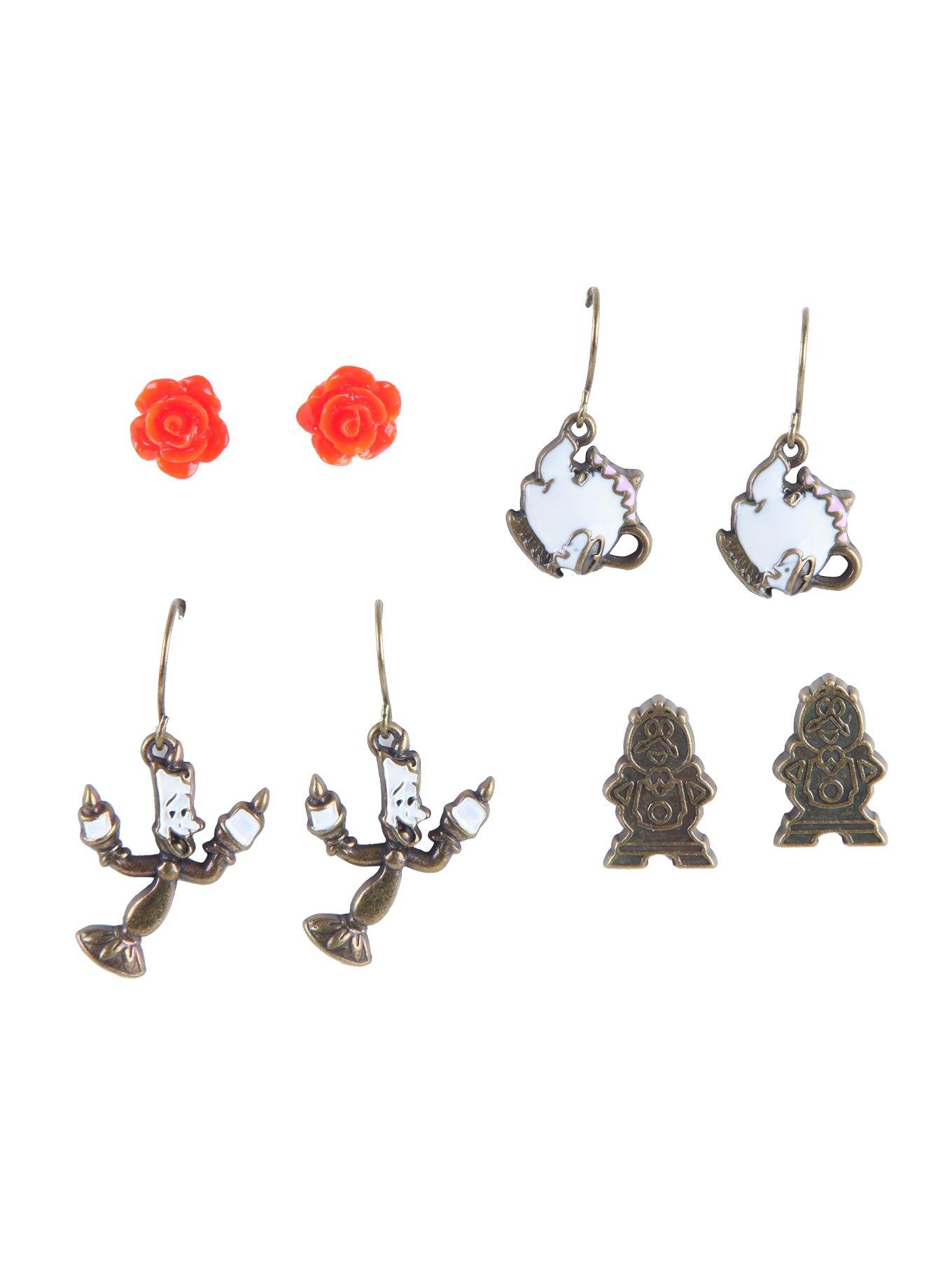 Disney Beauty And The Beast Characters Earrings Set, , hi-res