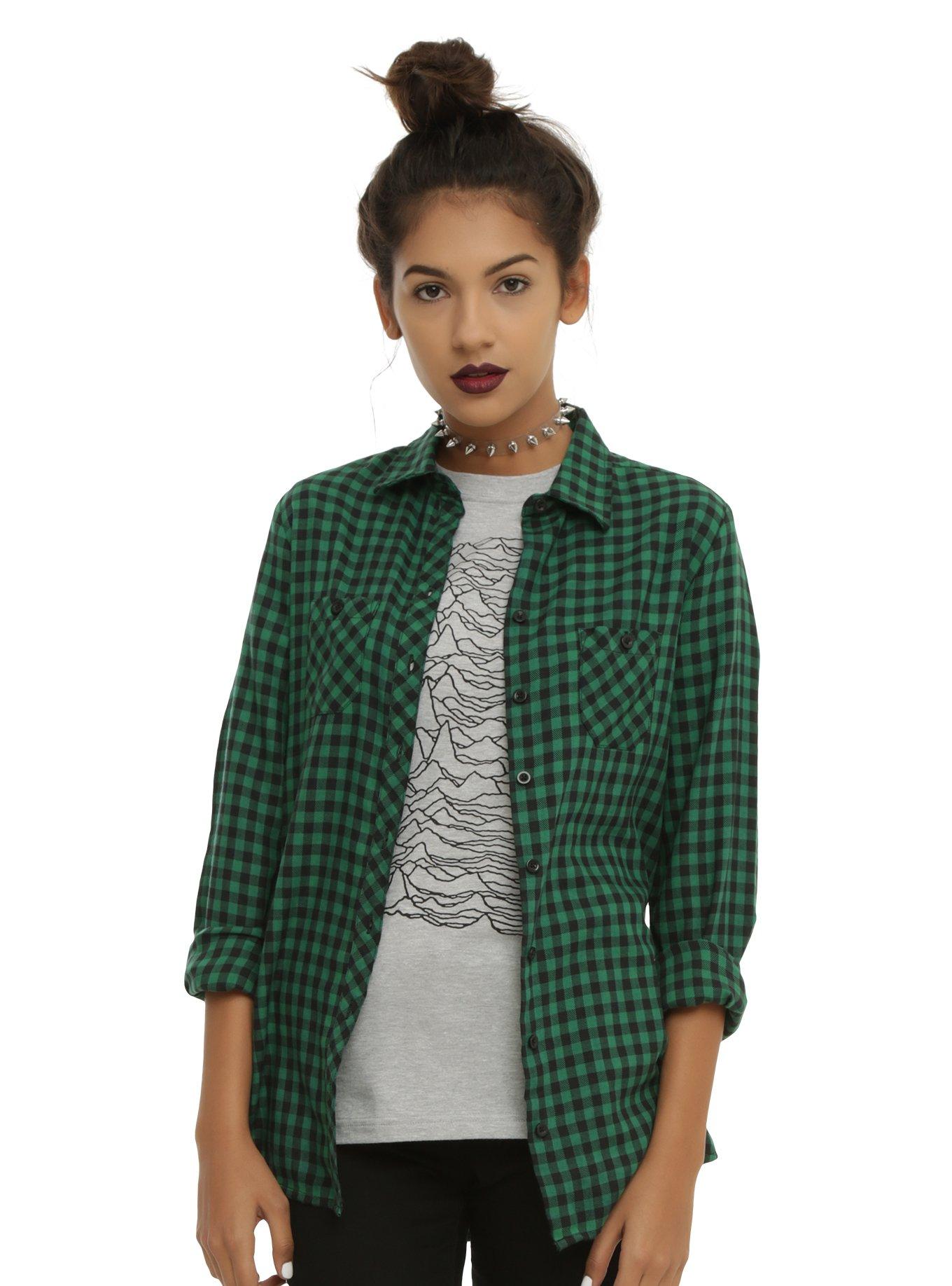 Green Plaid Girls Woven, GREEN, hi-res