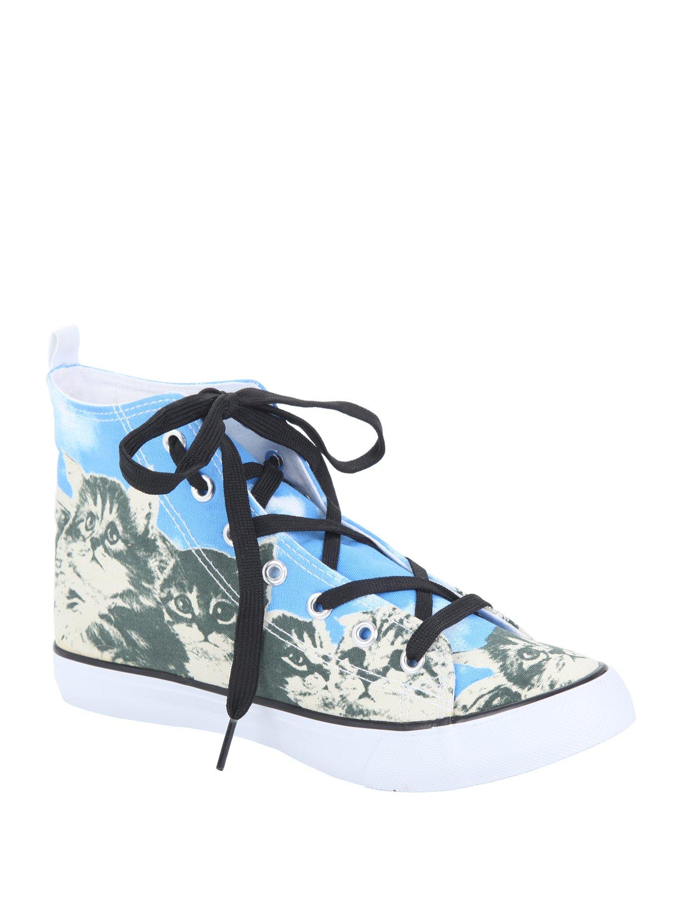 Cat Monument Hi-Top Sneakers, BLUE, hi-res