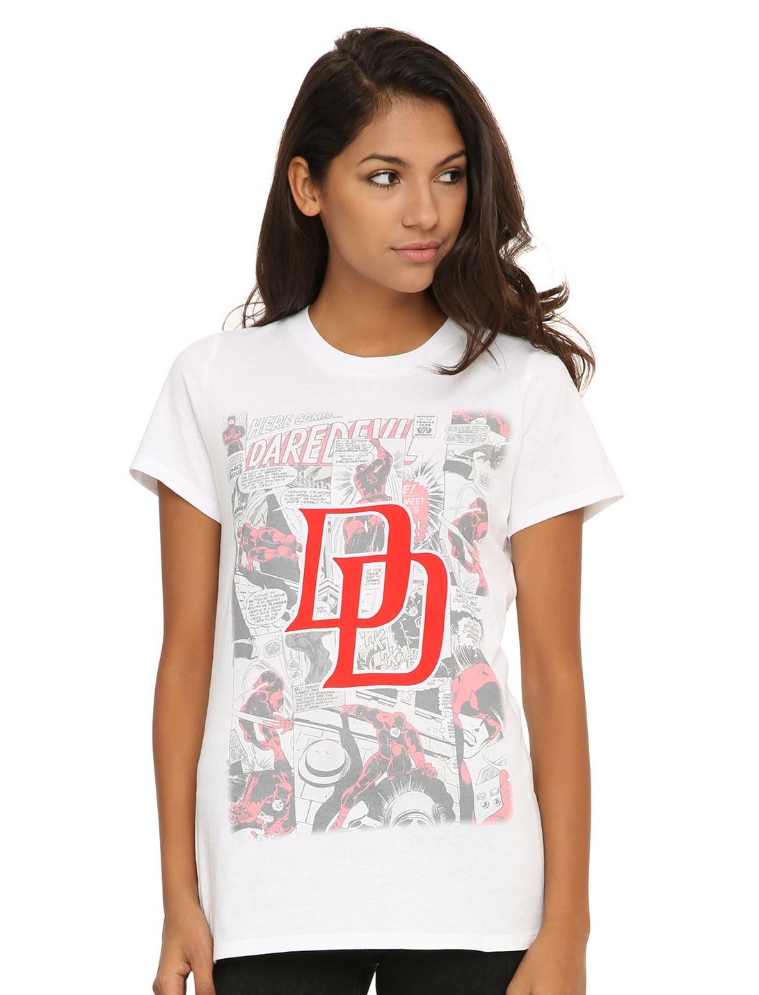 Marvel Daredevil Comic Logo Girls T-Shirt, WHITE, hi-res