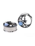 Steel Hematite Opal Moon & Star Plug 2 Pack, BLACK, hi-res