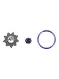 Steel Purple CZ Hematite Hoop & Nose Stud 3 Pack, BLACK, hi-res