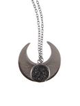 Black Opal Upside Down Moon Pendant Necklace, , hi-res
