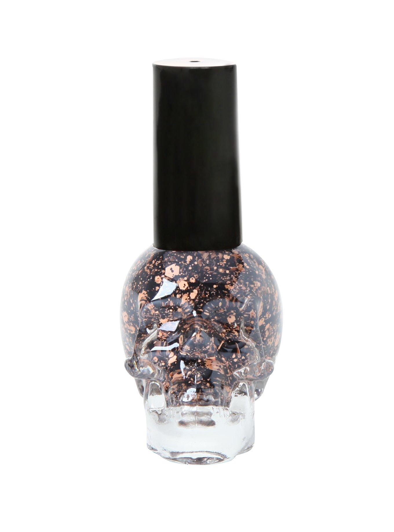 Blackheart Beauty Black & Peach Splatter Nail Polish, , hi-res