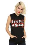 5 Seconds Of Summer Plaid Logo Hooded Girls Muscle Top, BLACK, hi-res