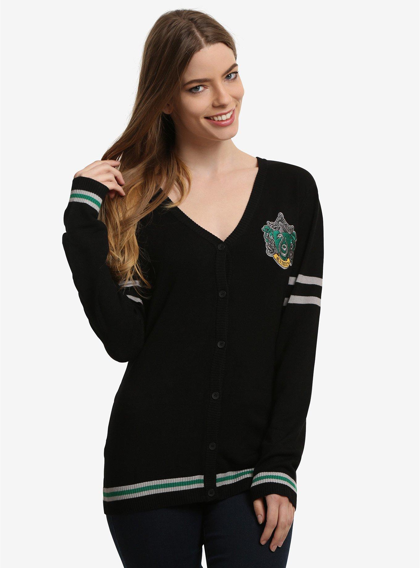 Harry Potter Slytherin Womens Cardigan, BLACK, hi-res