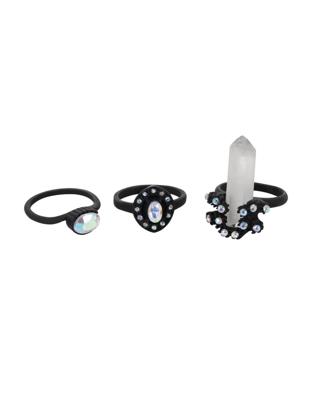 LOVEsick Matte Black Crystal Ring 3 Pack, , hi-res