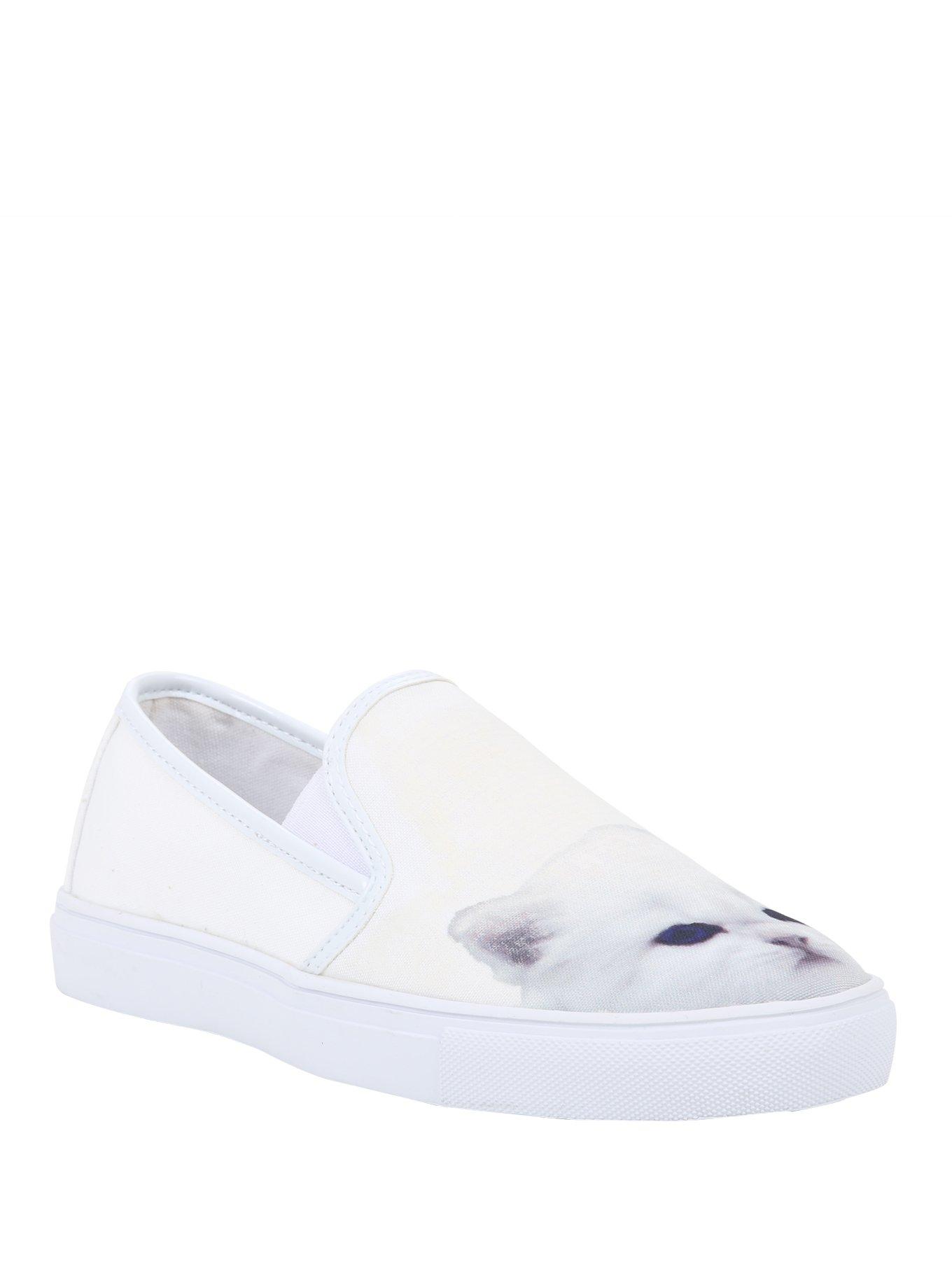 YRU Chill Kitty Slip-On Sneakers, WHITE, hi-res