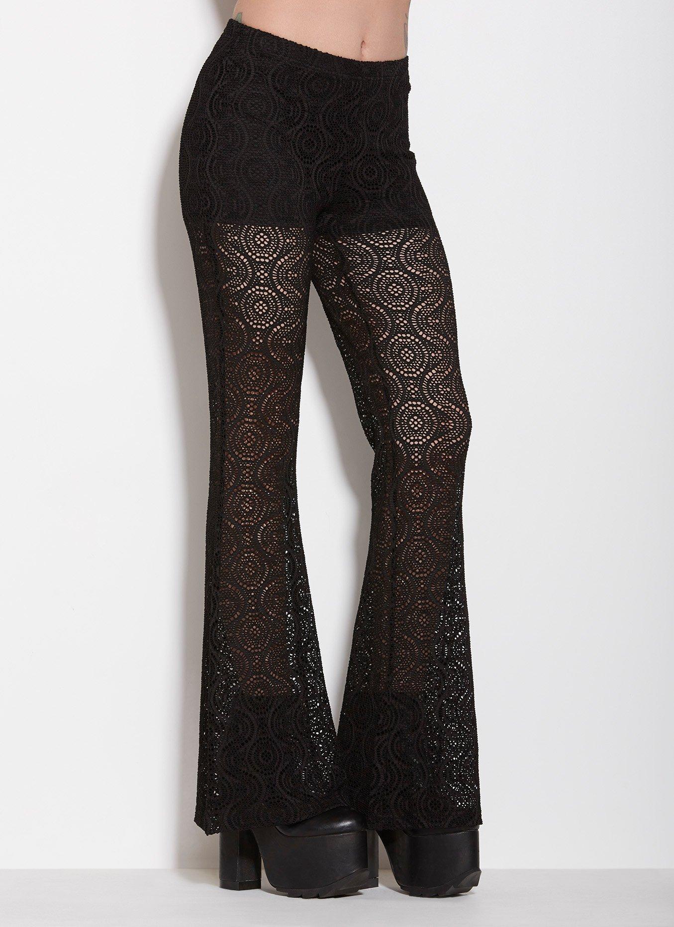 Medallion Lace Pants, BLACK, hi-res