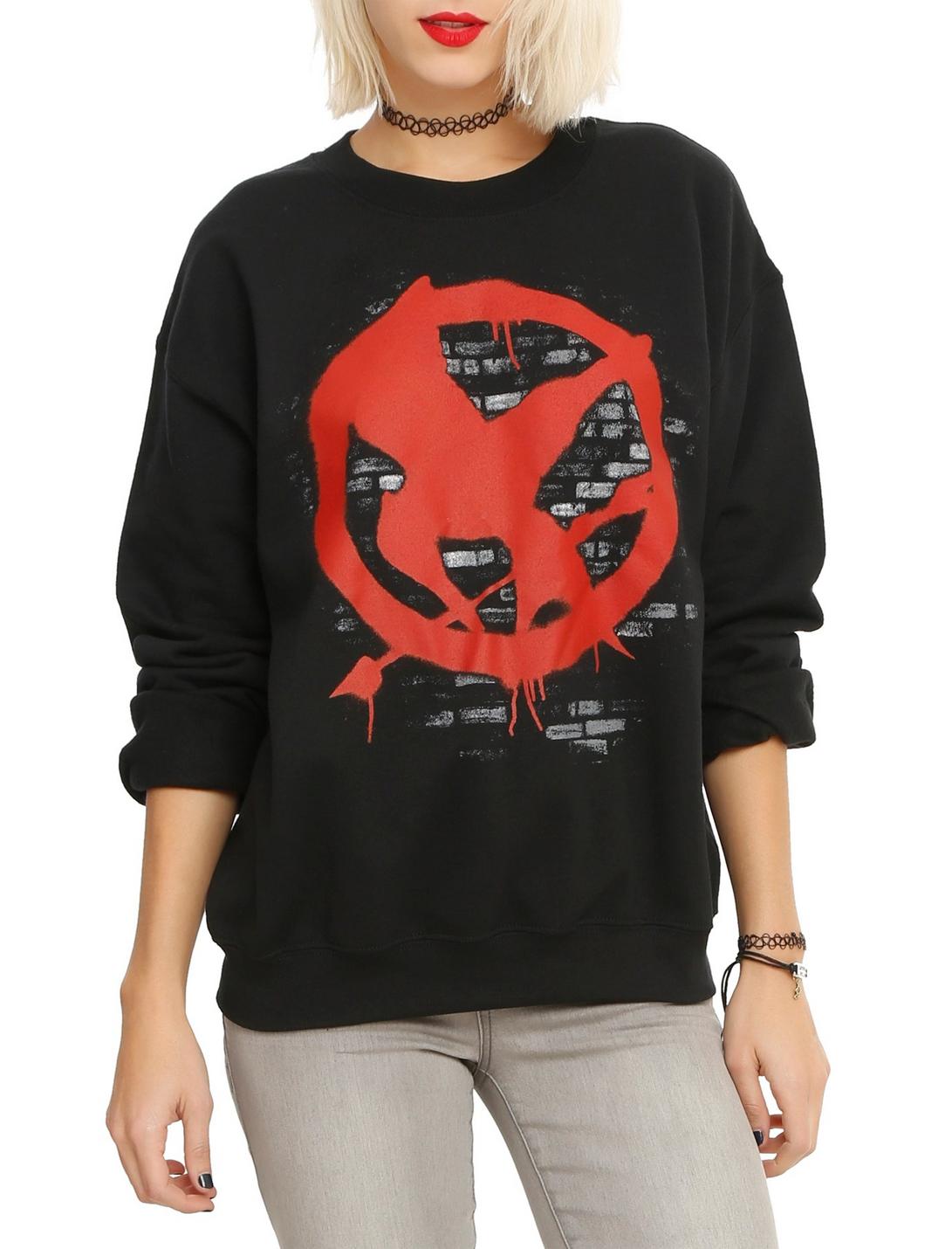 The Hunger Games: Mockingjay Graffiti Girls Sweatshirt, BLACK, hi-res