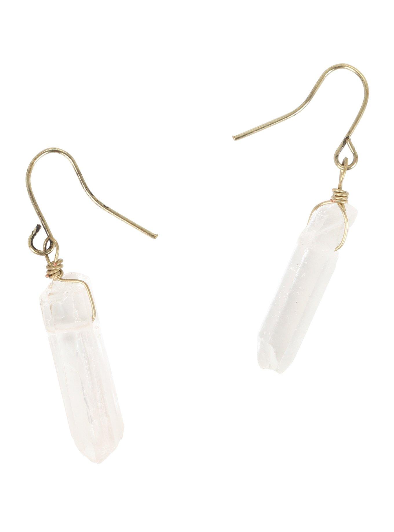 Raw-Cut Crystal Drop Earrings, , hi-res