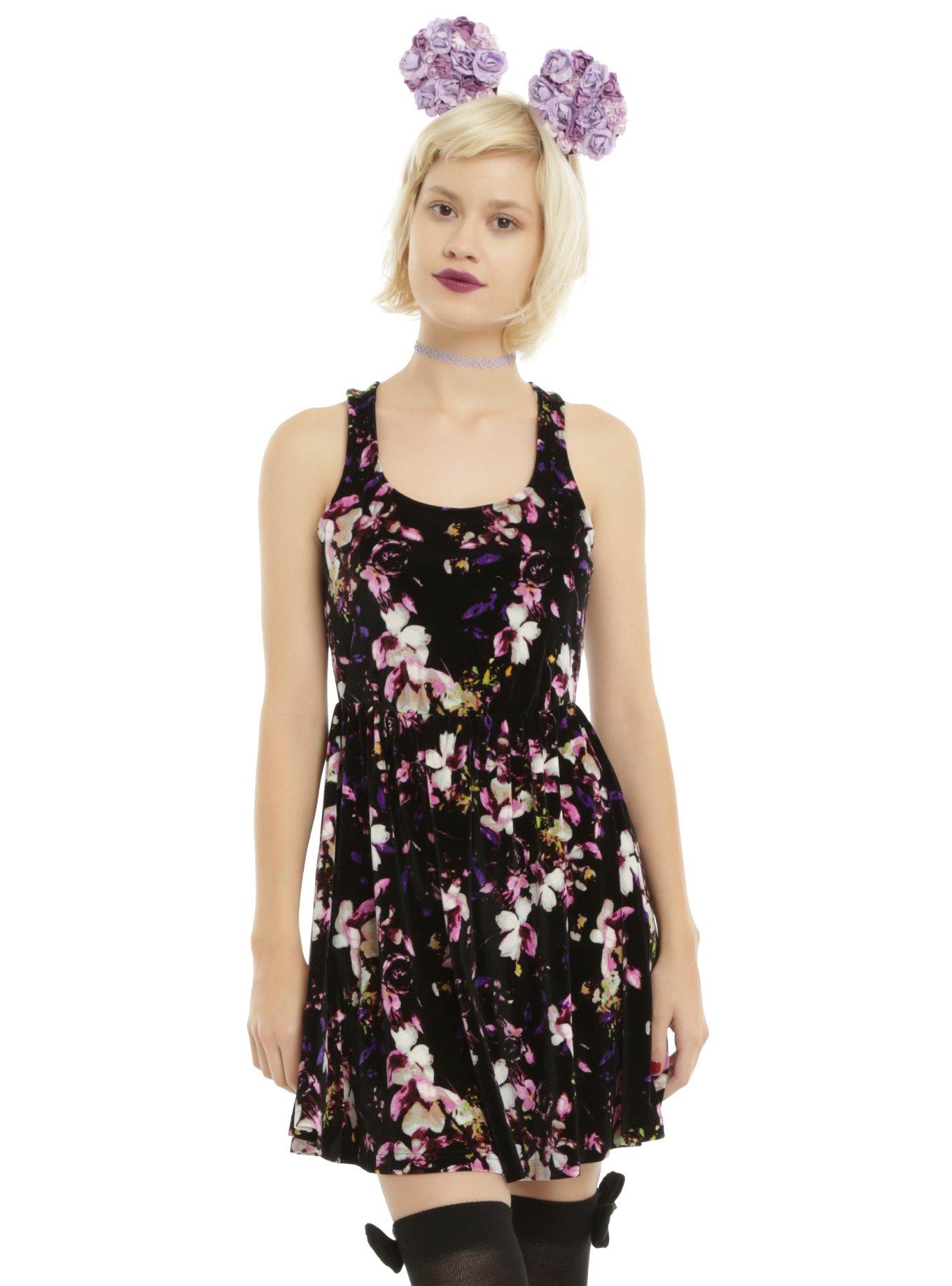 Velvet Rose Tank Swing Dress, BLACK, hi-res