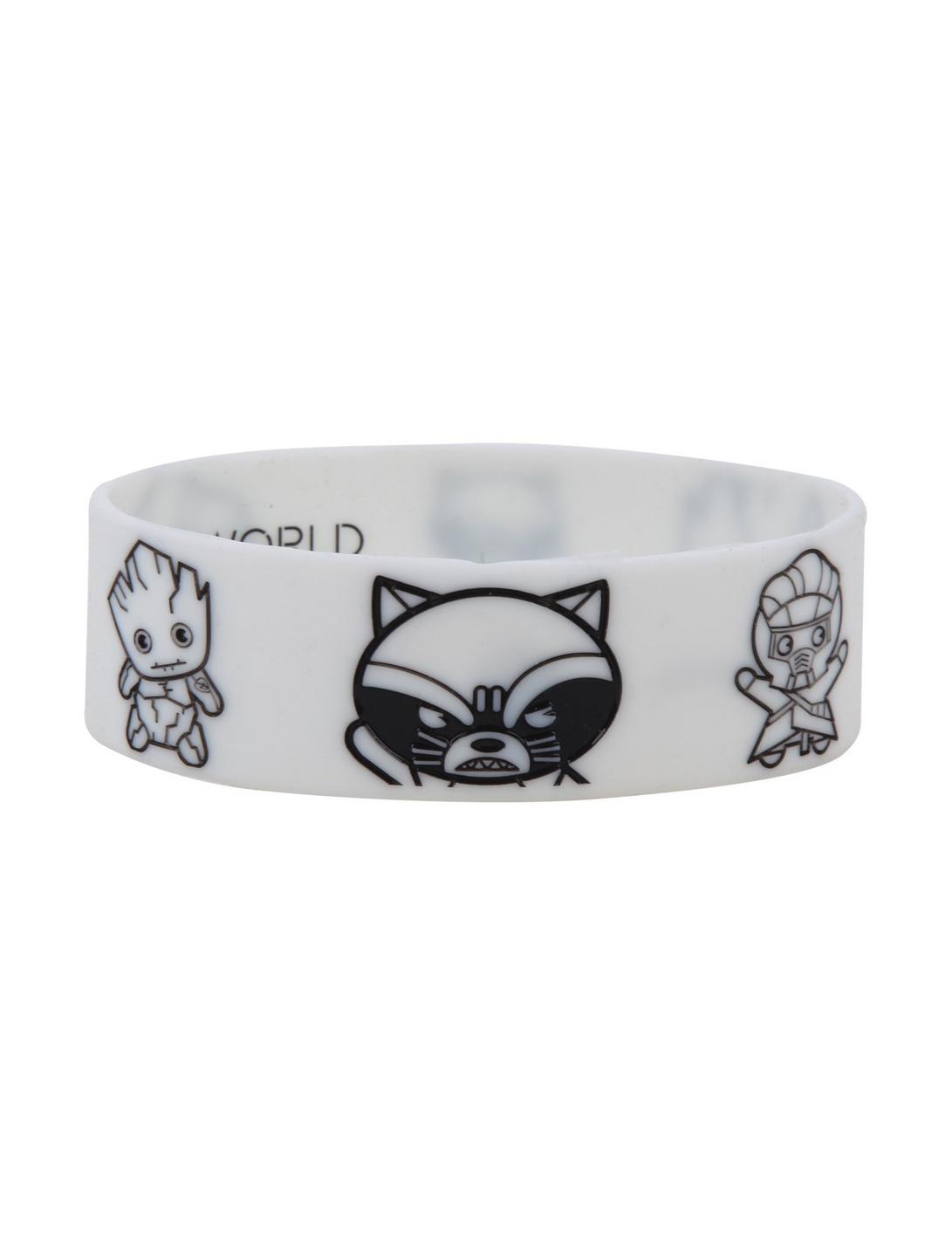 Marvel Guardians Of The Galaxy Chibi Glow-In-The-Dark Rubber Bracelet, , hi-res
