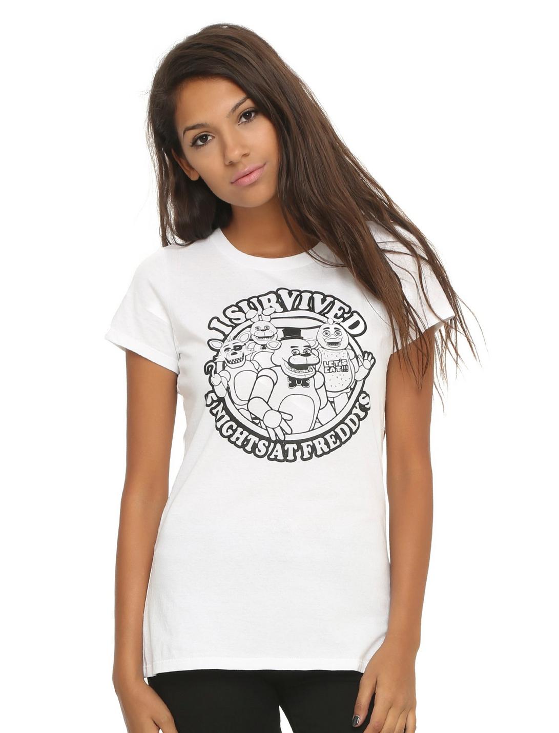 Five Nights At Freddy's I Survived Girls T-Shirt, WHITE, hi-res
