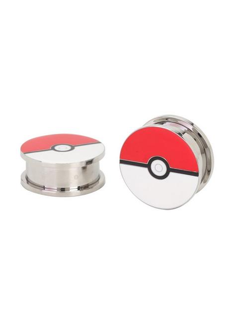 Steel Pokemon Poke Ball Spool Plug 2 Pack | Hot Topic