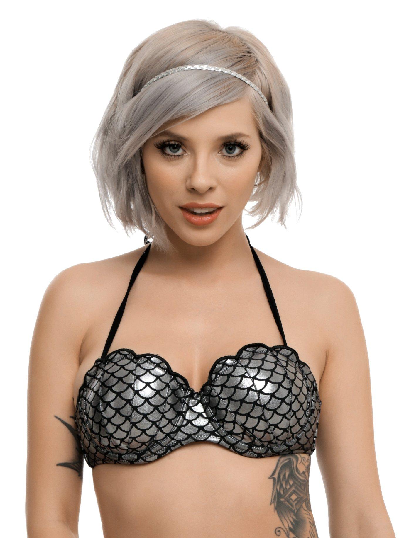 Silver Mermaid Swim Top, BLACK, hi-res